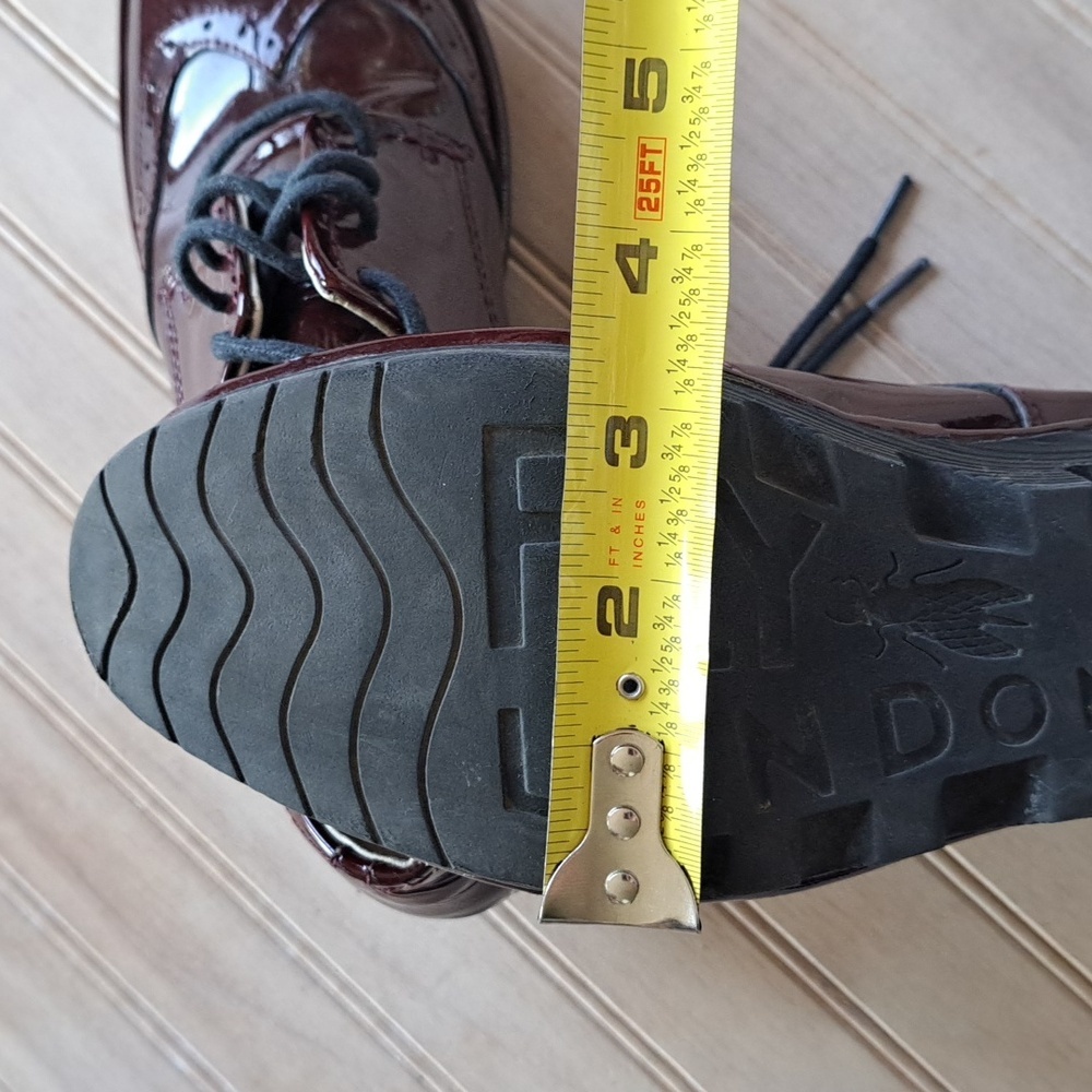 Fly London Oxford Lace Up Burgundy Patent Leather Wedge Comfort Shoes - Picture 13 of 13